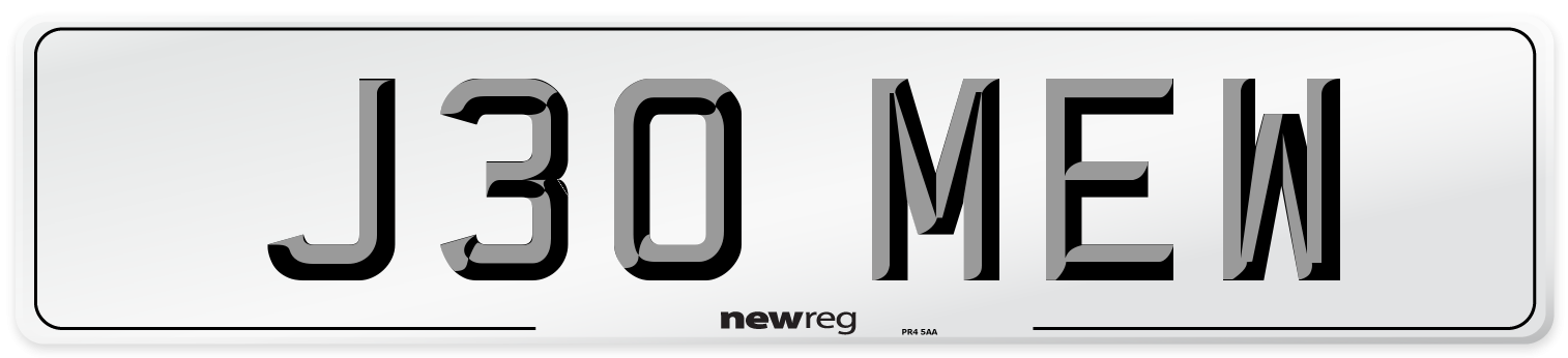 J30 MEW Number Plate from New Reg